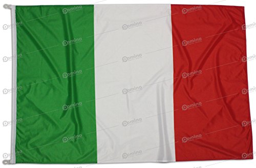 Domina Pubblicita | Bandera Italia 225x150cm en Tela náutico 115g/m², Bandera Italiana 225x150 Lavable, Bandera de Italia 225x150 con cordón,Doble Costura perimetral y Cinta de Refuerzo