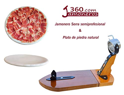Dreamstone Jamonero semiprofesional Modelo Serra + Plato de Piedra Natural Especial jamón y Embutidos
