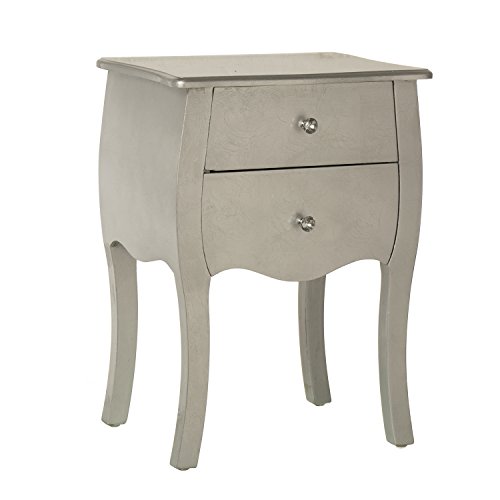 DRW - Mesita de Noche 2 cajones Madera Plateada DRW - Mesita de Noche 2 cajones Madera Plateada