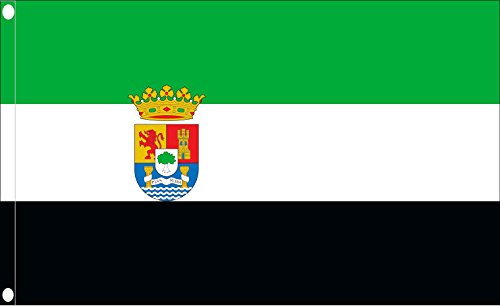 DURABOL Bandera de Extremadura flag 90x150cm SATIN 2 anillas metálicas fijadas en el dobladillo
