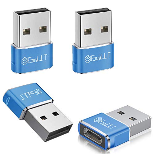 EasyULT Adaptador USB C Hembra a USB Macho (4 Pack), Adaptador de Cable Tipo C a USB A, para Huawei, Samsung, Computadoras Portátiles, Bancos de Energía y Otros Dispositivos con USB C(Azul)