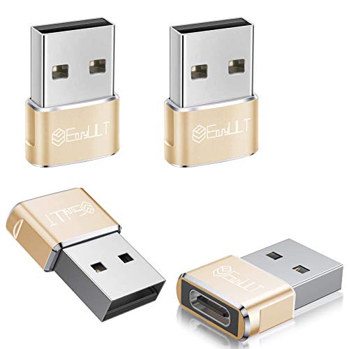EasyULT Adaptador USB C Hembra a USB Macho (4 Pack), Adaptador de Cable Tipo C a USB A, para Huawei, Samsung, Computadoras Portátiles, Bancos de Energía y Otros Dispositivos con USB C(Oro)