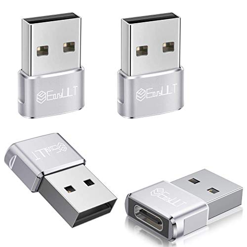 EasyULT Adaptador USB C Hembra a USB Macho (4 Pack), Adaptador de Cable Tipo C a USB A, para Huawei, Samsung, Computadoras Portátiles, Bancos de Energía y Otros Dispositivos con USB C(Plata)