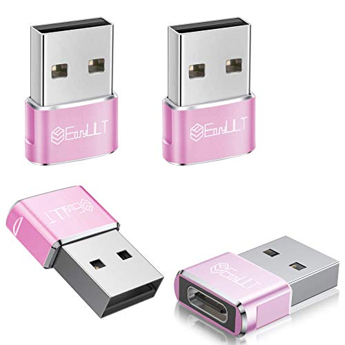 EasyULT Adaptador USB C Hembra a USB Macho (4 Pack), Adaptador de Cable Tipo C a USB A, para Huawei, Samsung, Computadoras Portátiles, Bancos de Energía y Otros Dispositivos con USB C(Rosado)