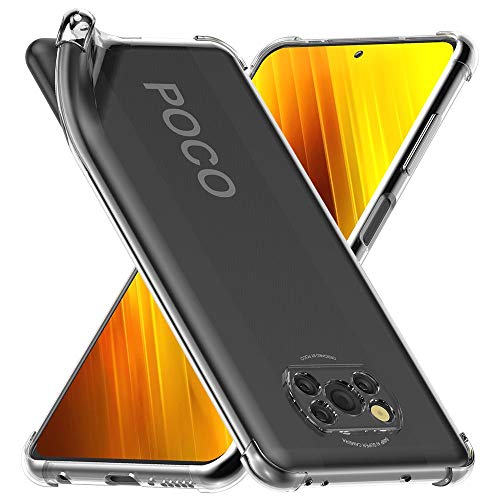 ebestStar - Funda Compatible con Xiaomi Poco X3 NFC Carcasa Gel Silicona, ángulos Reforzados, Ultra Claro Case Cover, Transparente [Phone: 165.3 x 76.8 x 9.4 mm, 6.7'']
