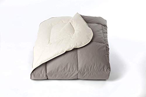 Edredón de oca invernal para cama individual, 220 x 150 cm, 100 % algodón, color gris crema bicolor down duvet