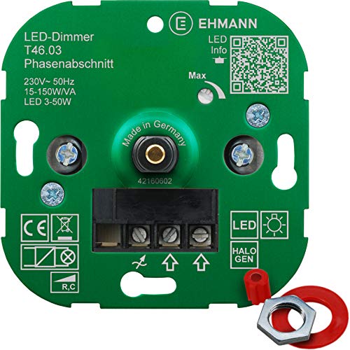 Ehmann 4600x0300 Regulador de Intensidad (230 V, 50 Hz, Potencia: LED 3-50 W, 15-150 W/VA, Incluye Adaptador de programación)