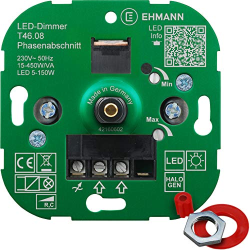 Ehmann 4600x0800 Regulador de Intensidad empotrable (230 V, 50 Hz, Potencia: LED 5-150 W, 15-450 W/VA, Incluye Adaptador de programación) Ehmann 4600x0800 Regulador de Intensidad empotrable (230 V, 50 Hz, Potencia: LED 5-150 W, 15-450 W/VA, Incluye Adaptador de programación)
