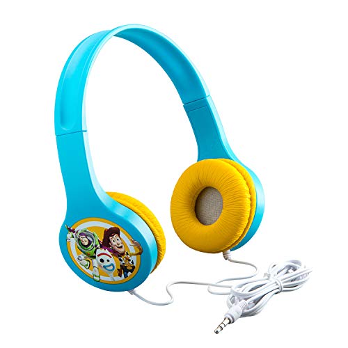 EKids Toy Story 4 - Auriculares con Niveles de Sonido para niños Que protegen la audición para Escuchar de Forma Segura y amigable con los niños, Color Azul