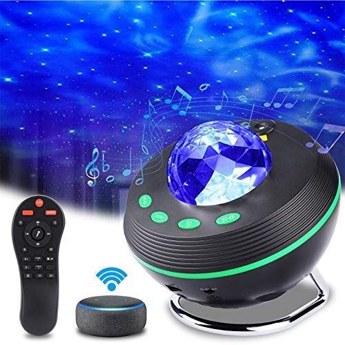 El más nuevo Smart WIFI Music Star Light, ALED LIGHT Ocean Wave Altavoz Bluetooth incorporado Sensor de sonido LED Lámpara de proyector de noche estrellada con aplicación remota controlada