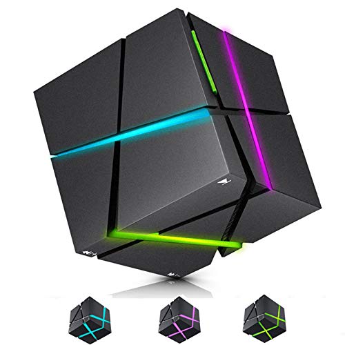 ELEpure - Altavoz Bluetooth portátil con luz LED, sonido Surround TWS 360 °, pequeño altavoz Cube Rubik, compatible con tarjeta TF/FM y conexión inalámbrica para interior o exterior