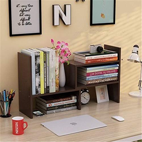 Estanterías Mostrador de estante de exhibición de organizador de almacenamiento de escritorio de madera natural ajustable independiente Librero grande ( Color : Negro , tamaño : 41-78*16*44cm )