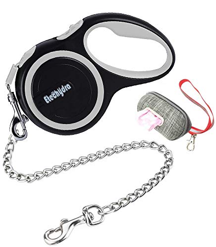 Etechydra Correa retráctil para perro gris, duradera de 5 m, cinta de nailon para perro, correa de perro con cadena de acero antimordeduras para perros pequeños y medianos Etechydra Correa retráctil para perro gris, duradera de 5 m, cinta de nailon para perro, correa de perro con cadena de acero antimordeduras para perros pequeños y medianos