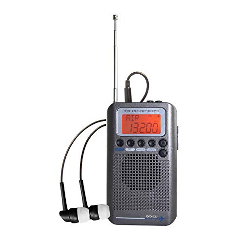 EXMAX® EXD-737 Radio digital portátil con receptor de banda completa AM/FM/VHF/CB/SW/AIR, banda de avión, banda mundial, receptor de radio digital de sintonización de frecuencia ancha – gris