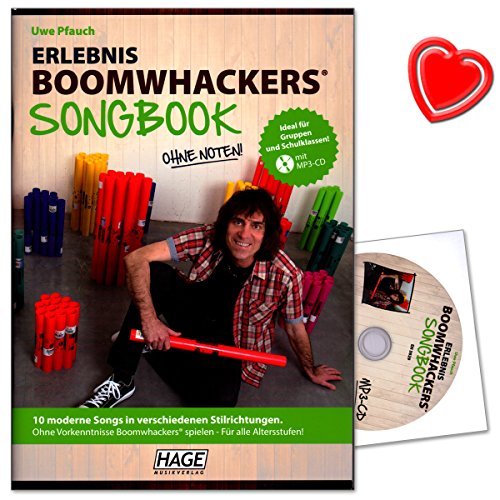 Expérience Boomwhackers® Songbook – 10 morceaux moderne dans différents styles – Sans vorkenntnisse Boomwhackers® jouer – pour tous les âges. – Avec CD MP3 et coloré Cœur Note Pince