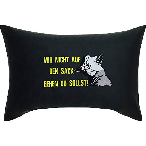 EXPRESS-STICKEREI Yoda – Saco de cojín con funda y texto en alemán (40 x 60 cm), diseño de Yoda de Star Wars
