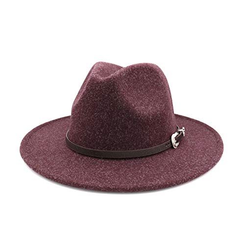 Exquisito Sombrero de Copa para Mujer Buenos regalos para amigos con ala plana y sombreros de lana de ala grande para otoño e invierno Fácil de Combinar ( Color : Sauce purple , Size : One size )