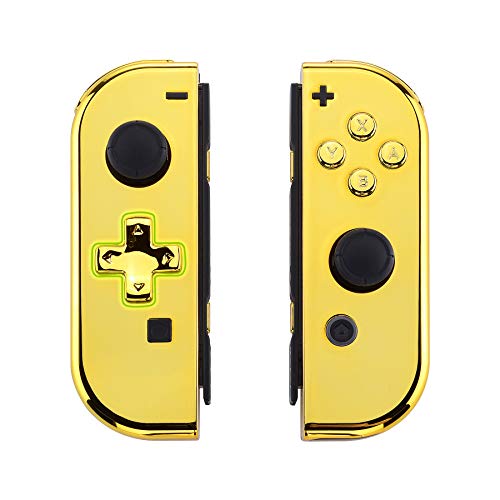 eXtremeRate Carcasa Joy-con Botones Completos D-Pad para Nintendo Switch Funda de Agarre Reemplazable Tacto Suave Shell para Nintendo Switch No Incluye la Carcasa de la Consola (Oro Cromado)