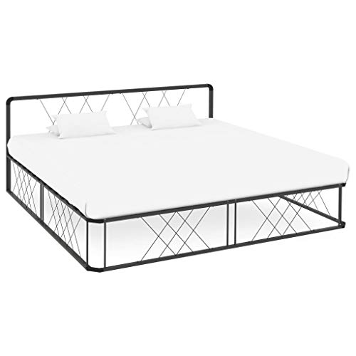 FAMIROSA Estructura de Cama de Metal Gris 200x200 cm Gris-4600 FAMIROSA Estructura de Cama de Metal Gris 200x200 cm Gris-4600