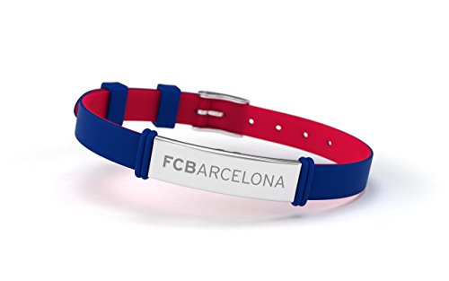 FCB Pulsera Fashion Azul, Pulsera ajustable de silicona y acero inoxidable Fútbol Club Barcelona, Producto Oficial