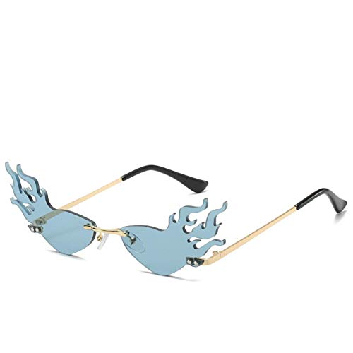 FGVBWE4R Gafas de sol de llama de fuego de moda para mujer Gafas de sol sin montura Gafas de sol de metal para gafas de espejo vintage para mujer Uv400, D, M