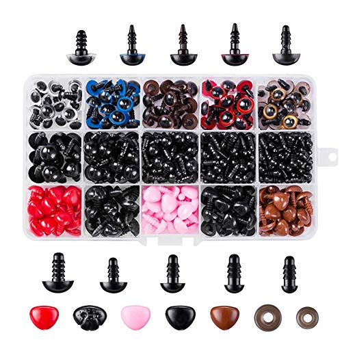 Fhdpeebu 752 ojos y nariz de seguridad con arandelas, ojos y nariz de plástico de colores surtidos en diferentes tamaños para muñecas, peluches y peluches. Fhdpeebu 752 ojos y nariz de seguridad con arandelas, ojos y nariz de plástico de colores surtidos en diferentes tamaños para muñecas, peluches y peluches.