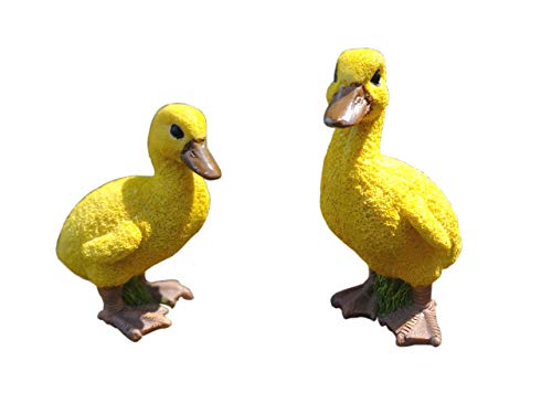 Figura de pato de resina, juego de 2 unidades, naranja y amarillo, diseño de pato en miniatura