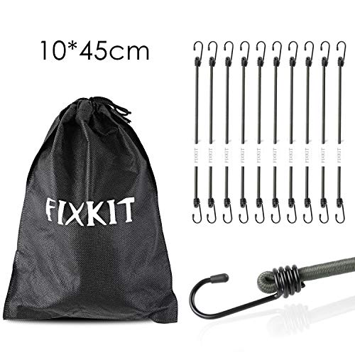 FIXKIT Juego de 45 cm Tensores de Equipaje con Ganchos, 10 Uds, Pulpos para Baca Color Verde Oliva, Pulpos Elásticos Transporte para Motocicletas, Coches, Camping al Aire Libre