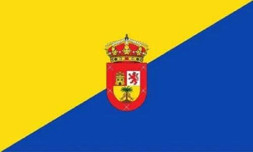 Flagmania Bandera de Gran Canaria (Islas Canarias) 150 cm x 90 cm, 100% poliéster + botón de 59 mm