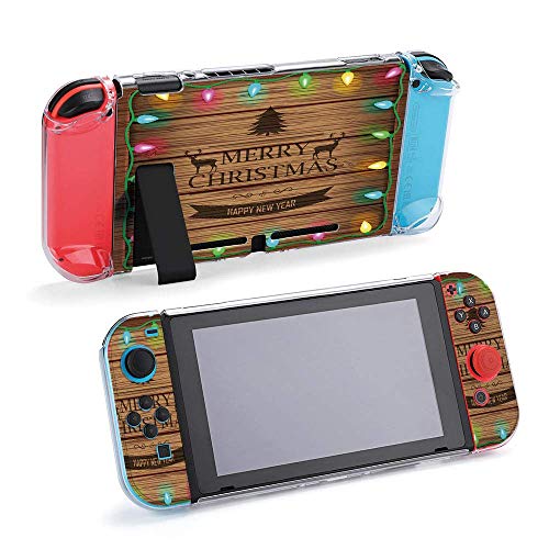 Fondo de madera con Navidad y vintage compatible con consola Nintendo Switch y funda protectora Joy-Con, duradero, flexible, absorción de golpes, antiarañazos, diseño 39611