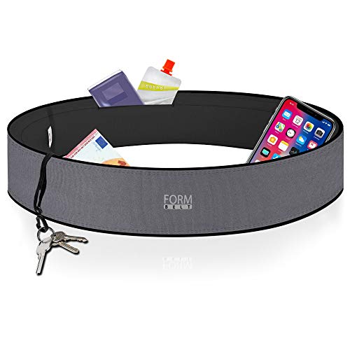 Formbelt® - Riñonera deportiva, cinturon running, Running belt deportivo, para Guardar Teléfonos Móviles iPhone X XS 8 7 9 Samsung S8 S9 + Llaves Botellas Jogging Ciclismo Escalada Yoga | Gris Metálico L