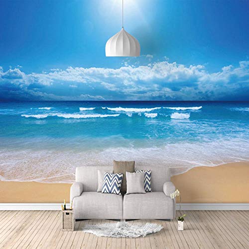 Fotomural - Playa cielo azul - Fotomurales Cartel De La Pared hogar Póster Antecedentes Salón Dormitorio Decoración-350X250cm (137X98 inch)