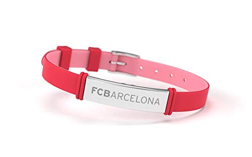 Fútbol Club Barcelona Pulsera Fashion Rojo Coral Ajustable para Hombre, Mujer y Niño | Pulsera Barça de Silicona y Acero Inoxidable | Apoya al FCBarcelona con un Producto Oficial culé | FCB