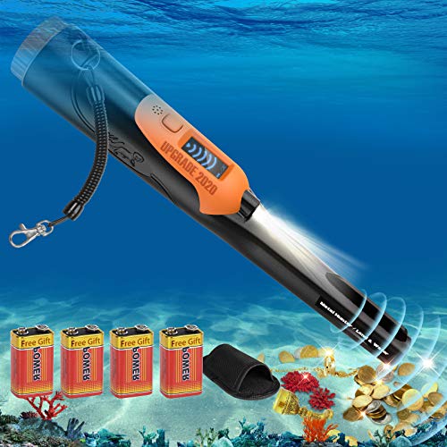 FYBFUP Portátil Detector de Metales Pinpointer - Pantalla LCD IP68 Impermeable 12 Metros Submarino para Niños y Adultos Detectan Oro Plata - Naranja Negro
