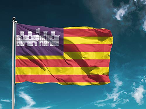 G | Bandera Islas Baleares | Medidas 150cm x 85cm | Fácil colocación | Decoración Exteriores (1 Unidad)