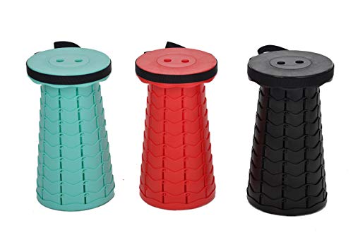 GASPO Juego de 6 taburetes portátiles telescópicos de 45 cm, 2 negros, 2 rojos y 2 verdes.
