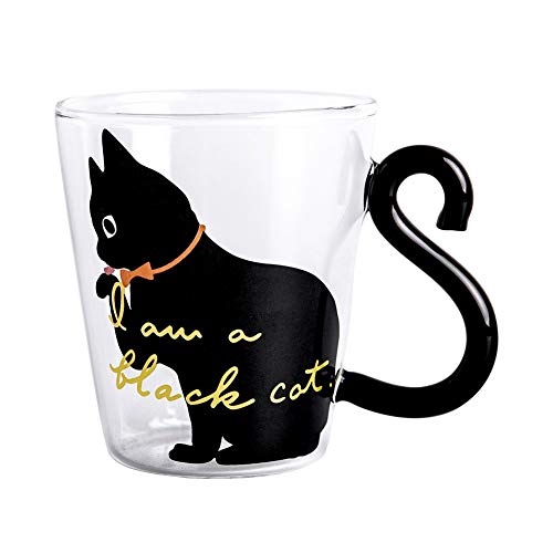 Gcroet Personalizado Lindo del Gato Taza de Agua Negro y Blanco 3D Animales de café de Cristal Tazas de café para niños y Adultos