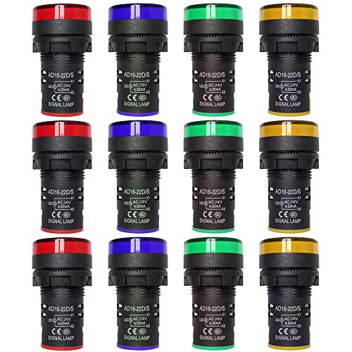 Gebildet 12 Piezas 22mm LED Luz Indicadora de Encendido, LED Indicador Luz Piloto, Indicador de Panel 12V-24VAC 20mA, Luz de Flash LED (Rojo/Amarillo/Azul/Verde, Cada Color 3pcs) Gebildet 12 Piezas 22mm LED Luz Indicadora de Encendido, LED Indicador Luz Piloto, Indicador de Panel 12V-24VAC 20mA, Luz de Flash LED (Rojo/Amarillo/Azul/Verde, Cada Color 3pcs)
