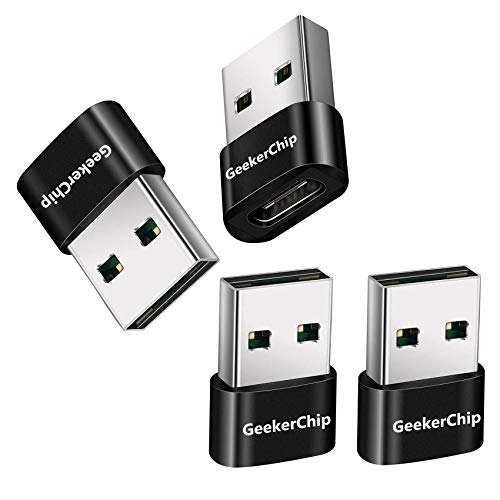 GeekerChip Adaptador USB C Hembra a USB Macho(4 Pack),Adaptador de Cable de Cargador Tipo C a USB A,para 11 12 Pro MAX,Computadoras Portátiles,Bancos de Energía y Otros Dispositivos con USB C(Negro) GeekerChip Adaptador USB C Hembra a USB Macho(4 Pack),Adaptador de Cable de Cargador Tipo C a USB A,para 11 12 Pro MAX,Computadoras Portátiles,Bancos de Energía y Otros Dispositivos con USB C(Negro)