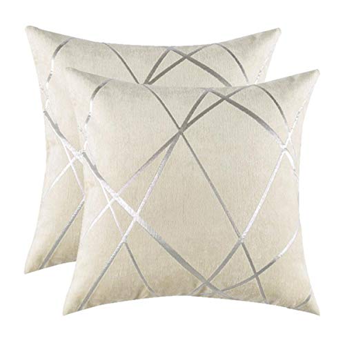 Gigizaza Marfil Terciopelo Almohadon Cubre Caso, Confortable Funda de Almohada, Raya Decoración Fundas de Almohada para Sofá Cama Casa Decor 45x45cm Juego de Dos Gigizaza Marfil Terciopelo Almohadon Cubre Caso, Confortable Funda de Almohada, Raya Decoración Fundas de Almohada para Sofá Cama Casa Decor 45x45cm Juego de Dos