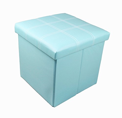 GMMH Taburete original 38 x 38 x 38 cm, caja de almacenamiento, baúl, reposapiés, plegable, color azul