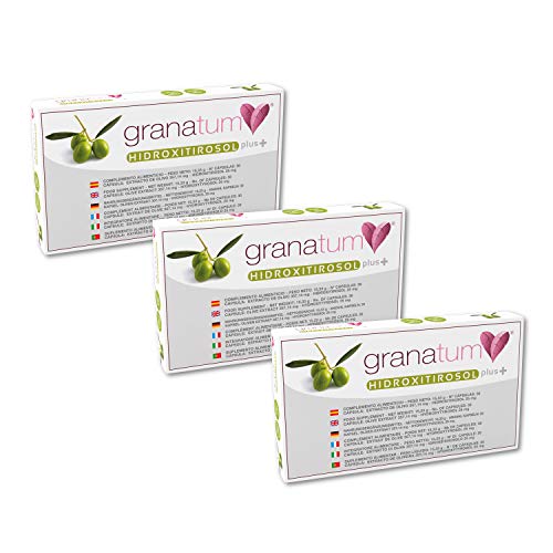 Granatum Plus | Extracto de Olivo | Hidroxitirosol Plus | Complemento alimenticio natural | Polifenoles naturales | Complemento nutricional | Extracto de hojas de olivo | (3 cajas de 30 cápsulas)