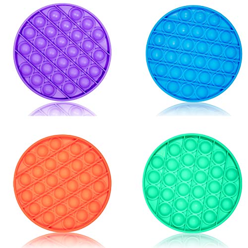 H HANSEL HOME Pop Juguetes Antiestrés Sensorial Silicona Sensorial Fidget Juguete Silicona Juego Push Pop Bubble Fidget Toy - Redondo Pack 4 Colores Lila Naranja Verde Azul