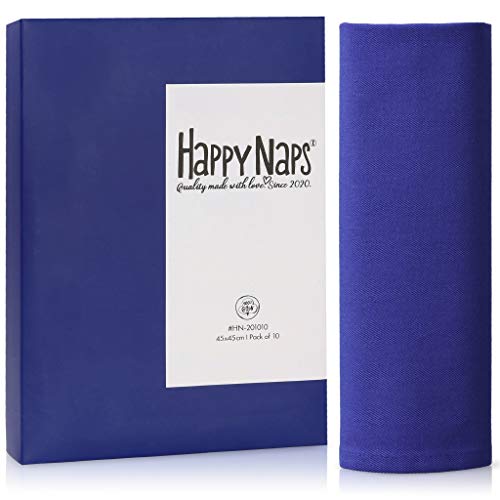 HappyNaps® Servilletas de Tela Azul, servilletas de Tela 100% algodón, 45x45cm [Juego de 10], servilleta de Tela Azules Lavable hasta 60°C, decoración de Mesa | 100% Libres de plástico