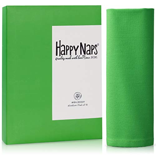HappyNaps® Servilletas de Tela Verde, servilletas de Tela 100% algodón, 45x45cm [Juego de 10], servilleta de Tela Verdes Lavable hasta 60°C, decoración de Mesa | 100% Libres de plástico