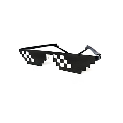 HAPPYX Thug Life Sunglasses, Deal With It Gafas de Sol 8 Bits Píxeles, Mosaico, Gafas de Sol Unisex de Juguete, Ideal para Fiestas y Disfraces (Estilo B)