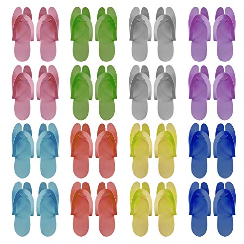 Happyyami 24 Pares de Chanclas Desechables Zapatillas Plegables de Espuma para Pedicura SPA Baño de Pies Salón de Uñas Color Mezclado