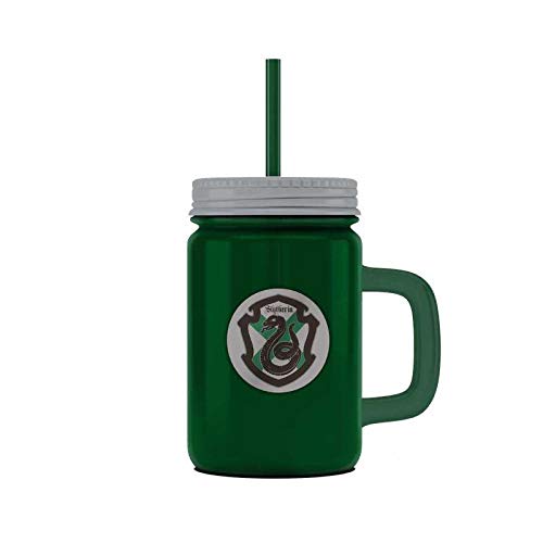 HARRY POTTER Taza Slytherin Logo Mason Jar Official Merchandising Tazas de desayuno, No Aplica