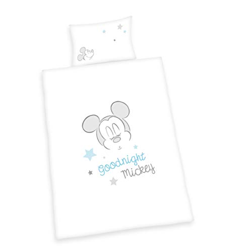 Herding Disney Mickey Mouse - Juego de Cama Reversible con Cremallera para Correr Suave, Funda de edredón de 100 x 135 cm, Funda de Almohada de 40 x 60 cm, algodón