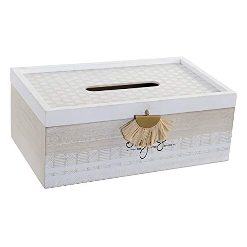 Hogar y Mas Caja Pañuelos Madera Blanca, con Frase Motivado Enjoy The Little Things. Incluye Fleco Decorativo. Ambiente Étnico. 25X15X10cm Hogar y Mas Caja Pañuelos Madera Blanca, con Frase Motivado Enjoy The Little Things. Incluye Fleco Decorativo. Ambiente Étnico. 25X15X10cm